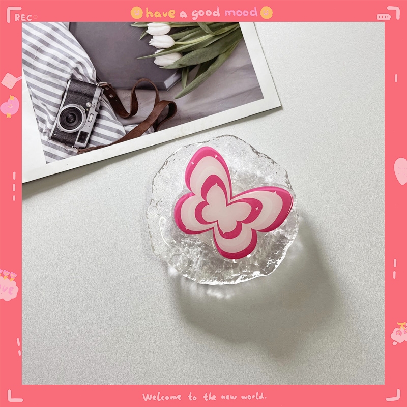 Stand Holder hp Transparan Kupu-kupu Warna Permen Phone Holeder