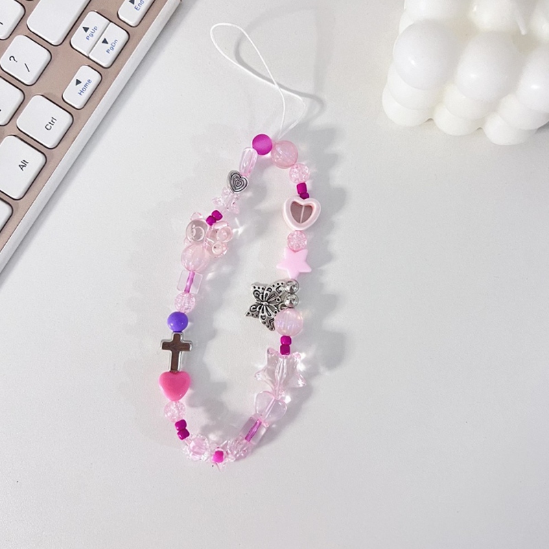 Key Strap Lanyard HP Beruang Cinta Estetik Gantungan Hp Aesthetic Korea Kupu-kupu