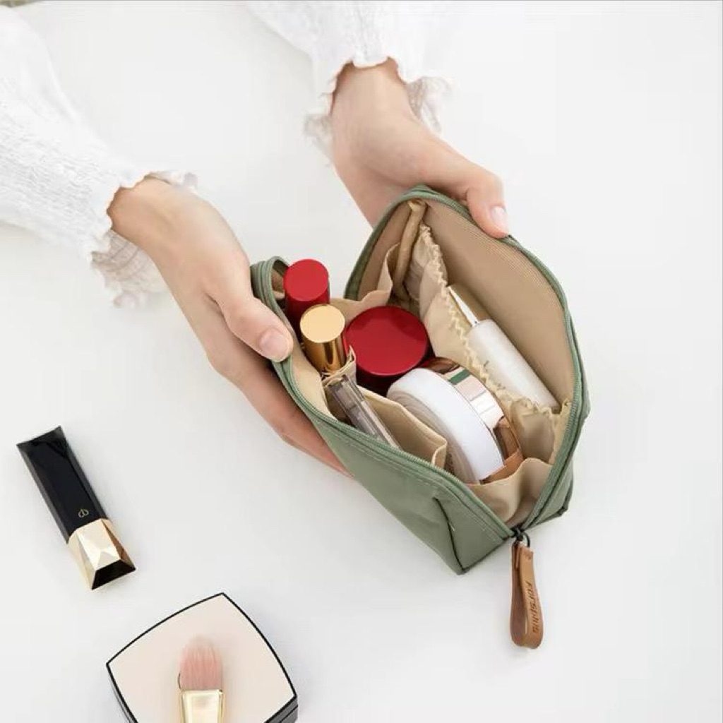 Charming Cosmetic cube Bag Tas Pouch Make Up Mini | Tas Kosmetik Waterproof Anti Air Bahan Nylon Resleting Kulit | Travel Kit Tas Travel | Bag Organizer Tas Kosmetik Motif Polos Kekinian Murah | Tas Travel Kosmetik Lipstik Mini Anti Air Cantik Serbaguna