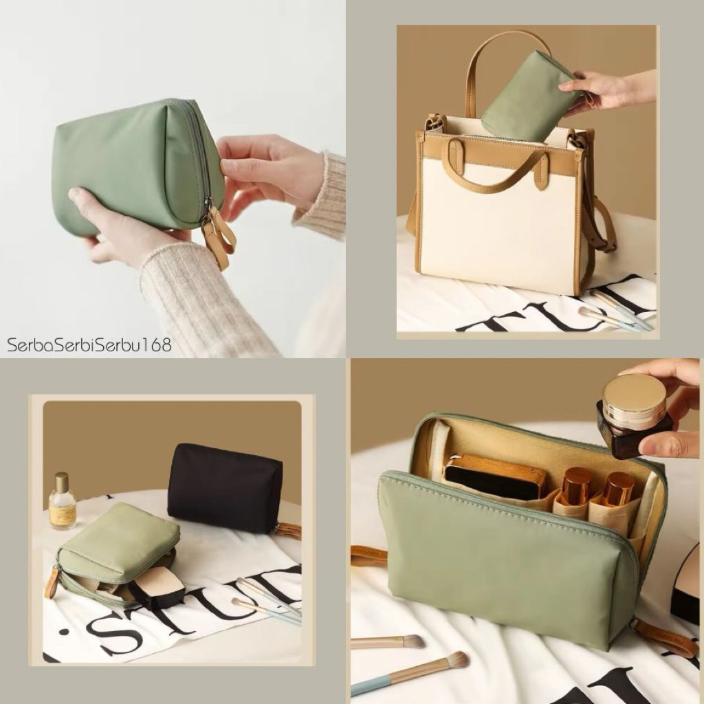 Charming Cosmetic cube Bag Tas Pouch Make Up Mini | Tas Kosmetik Waterproof Anti Air Bahan Nylon Resleting Kulit | Travel Kit Tas Travel | Bag Organizer Tas Kosmetik Motif Polos Kekinian Murah | Tas Travel Kosmetik Lipstik Mini Anti Air Cantik Serbaguna