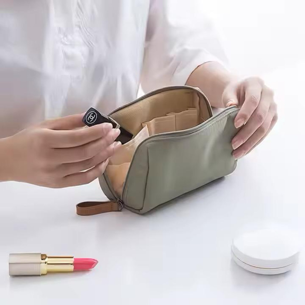Charming Cosmetic cube Bag Tas Pouch Make Up Mini | Tas Kosmetik Waterproof Anti Air Bahan Nylon Resleting Kulit | Travel Kit Tas Travel | Bag Organizer Tas Kosmetik Motif Polos Kekinian Murah | Tas Travel Kosmetik Lipstik Mini Anti Air Cantik Serbaguna