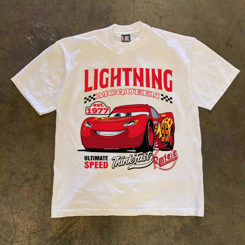 Kaos Cotton Klasik Grafis Lightning McQueen Merah Imut Dari Film Cars