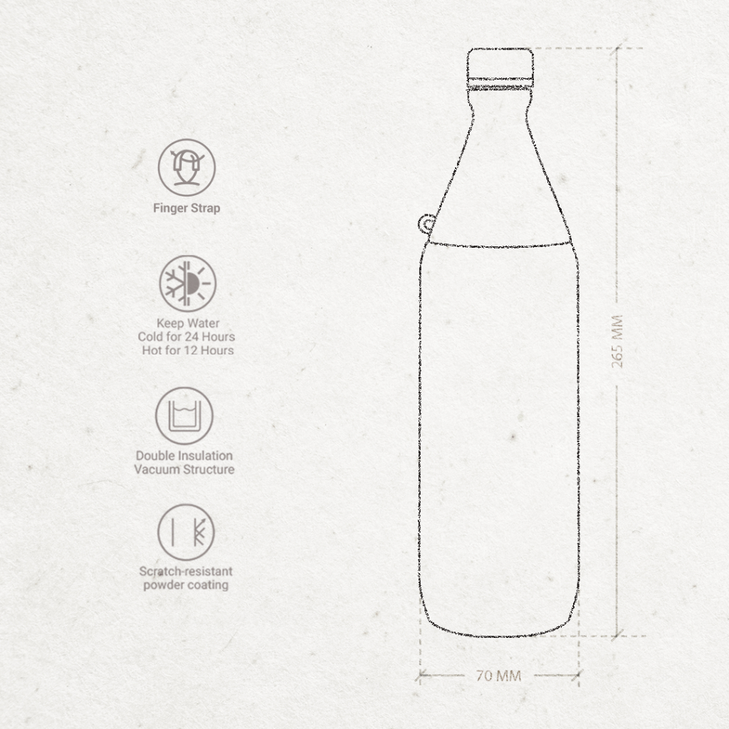 MIZZU BOTTLE - Kaze Botol Minum 500ml Strap Handle - Tumbler Kopi Stainless Tahan Panas Dingin