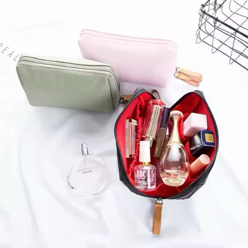 Charming Cosmetic cube Bag Tas Pouch Make Up Mini | Tas Kosmetik Waterproof Anti Air Bahan Nylon Resleting Kulit | Travel Kit Tas Travel | Bag Organizer Tas Kosmetik Motif Polos Kekinian Murah | Tas Travel Kosmetik Lipstik Mini Anti Air Cantik Serbaguna