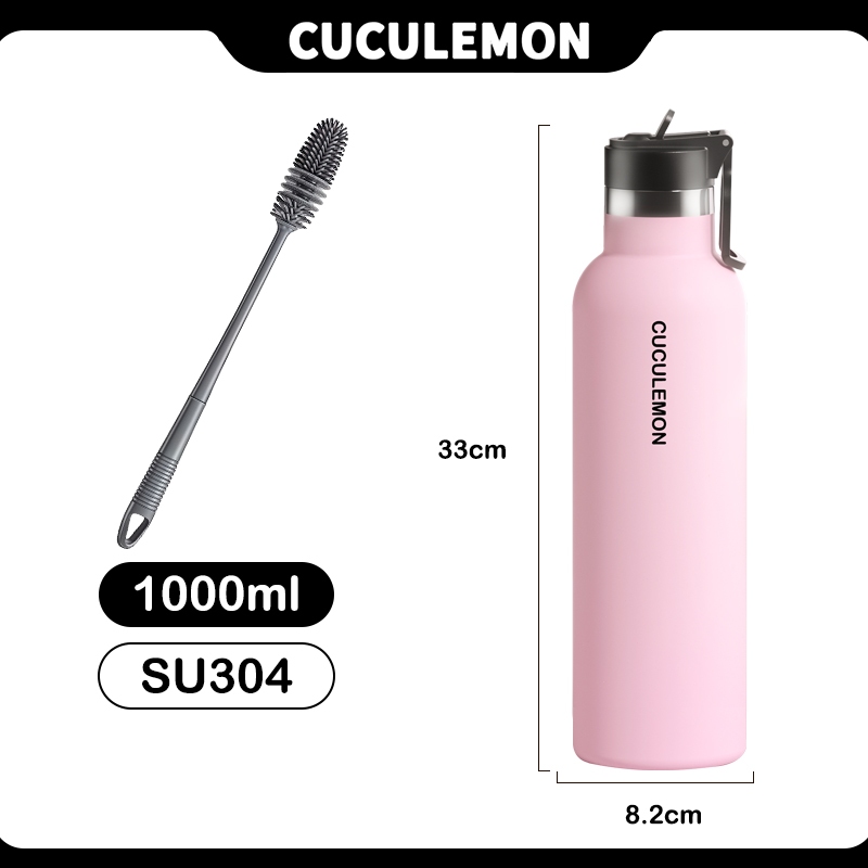 CucuLemon Termos Stainless Steel Tumbler Tahan Panas Dingin Botol Minum 1 Liter Sport Air Bottles