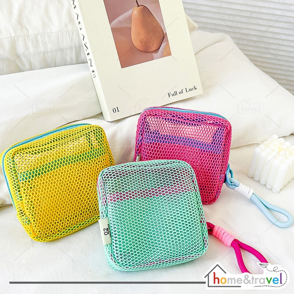 HOVELSHOP Pouch Jaring Kosmetik Tas Mini Penyimpanan Makeup Aksesoris Fashion Wanita Charm Bag Korean