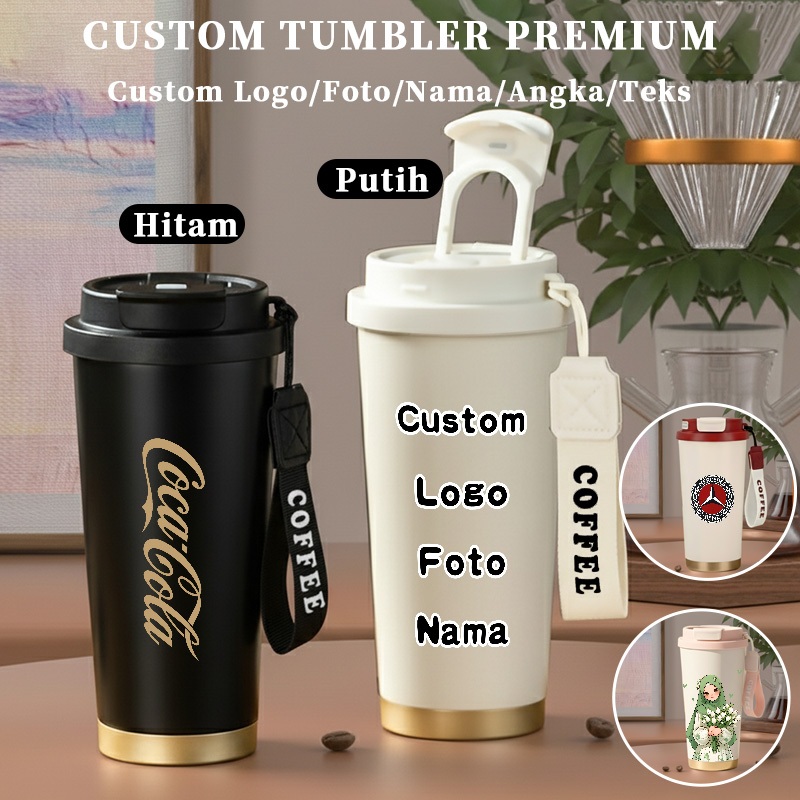 Tumbler CUP 500 ML Simple Anime Cool Pink Life Heart Termos Kopi Stainless Custom Steel Dengan Sedotan Kopi Yang Elegan