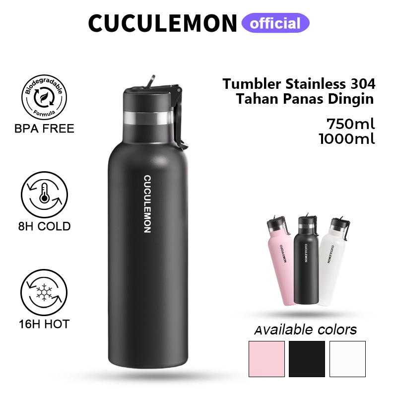 CucuLemon Termos Stainless Steel Tumbler Tahan Panas Dingin Botol Minum 1 Liter Sport Air Bottles