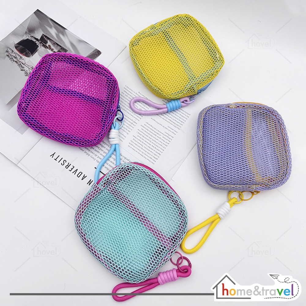 HOVELSHOP Pouch Jaring Kosmetik Tas Mini Penyimpanan Makeup Aksesoris Fashion Wanita Charm Bag Korean