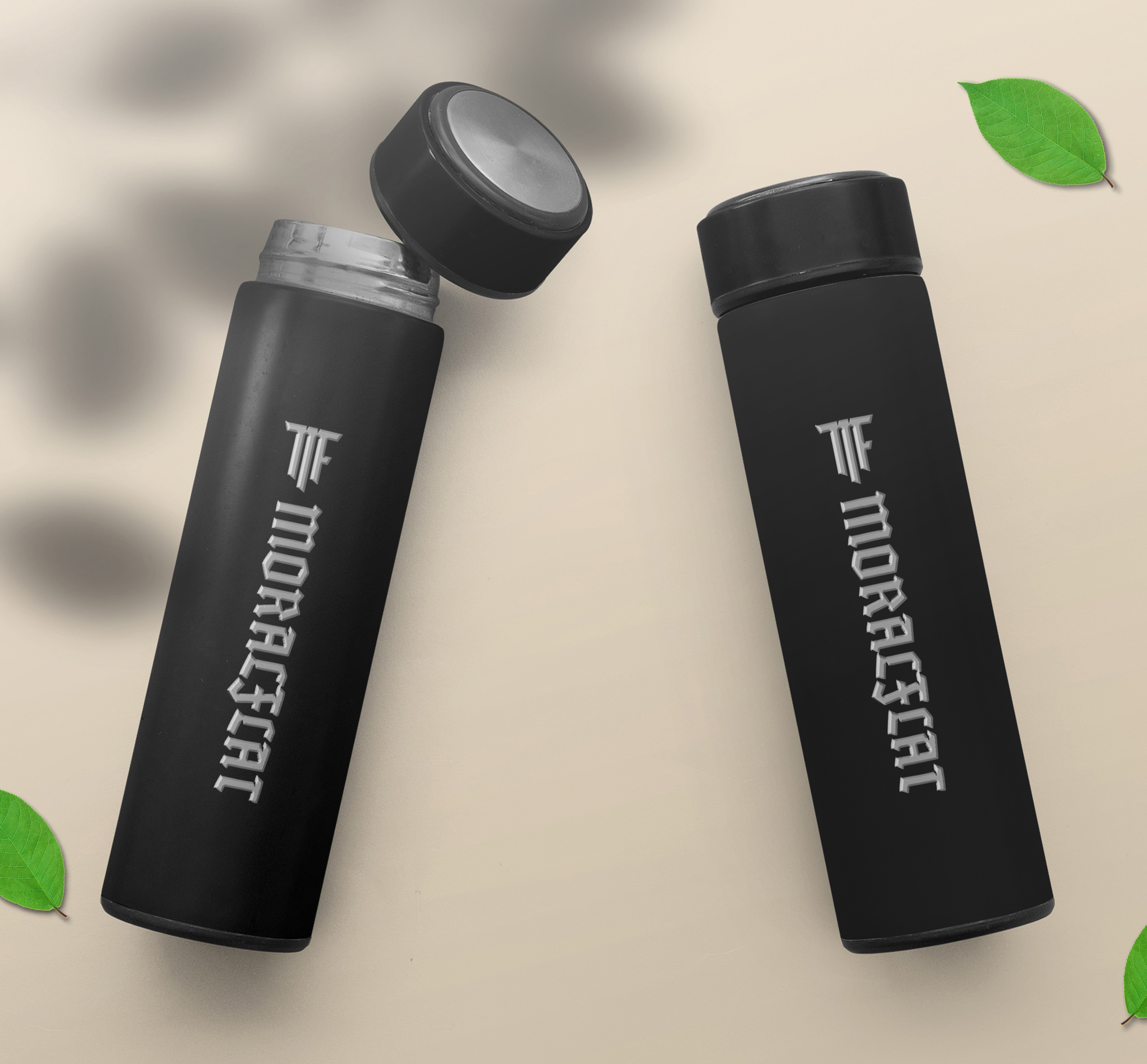 Moralflat - Tumbler botol air minum 500 ML - Botol termos tahan panas - Hitam