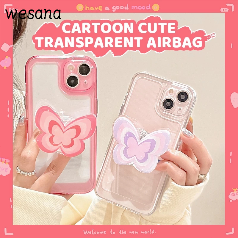 Stand Holder hp Transparan Kupu-kupu Warna Permen Phone Holeder