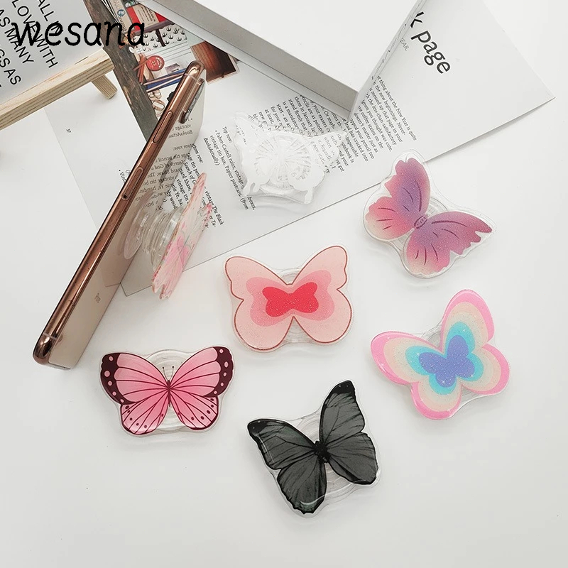Stand Holder hp Transparan Kupu-kupu Warna Permen Phone Holeder