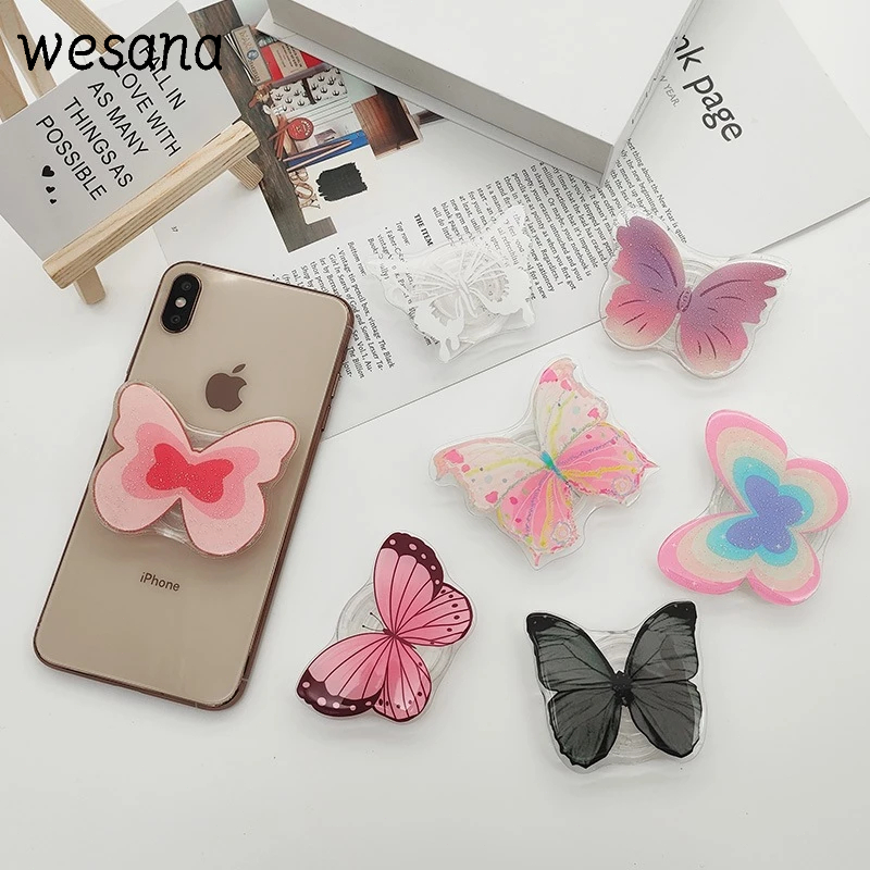 Stand Holder hp Transparan Kupu-kupu Warna Permen Phone Holeder