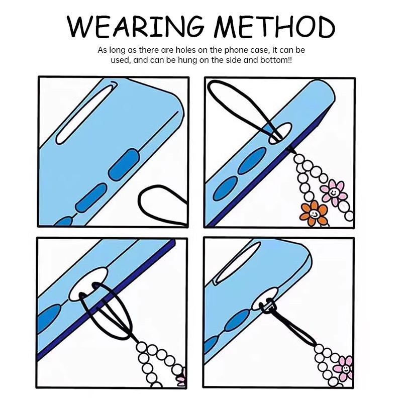 Gantungan HP Aesthetic Motif Bunga Silikon Anti Hilang Casing Telepon Liontin Tali Lanyard HP Lucu Segar Warna Silicone Flower -DF