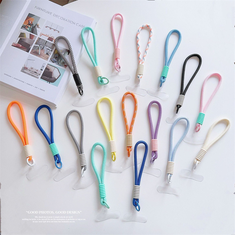 Tali Gantungan Gelang HP Mobile Phone Lanyard Handphone Tangan Pendek Macaron Lanyard Strap Kunci Bahan Silikon Phone Straps & Keychains