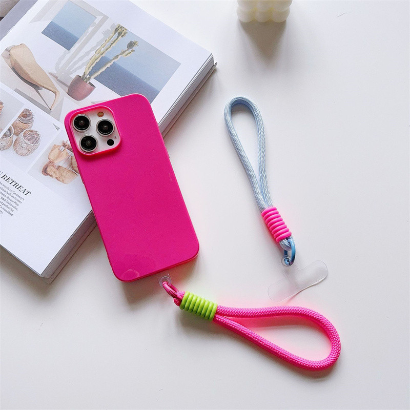 Tali Gantungan Gelang HP Mobile Phone Lanyard Handphone Tangan Pendek Macaron Lanyard Strap Kunci Bahan Silikon Phone Straps & Keychains