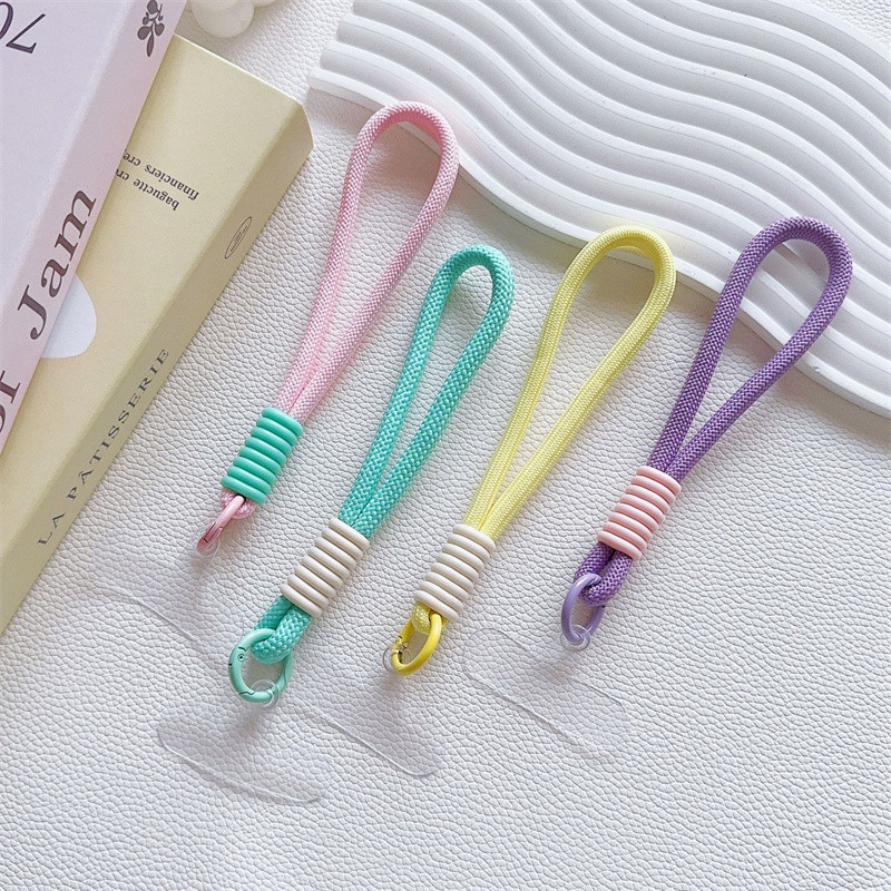 Tali Gantungan Gelang HP Mobile Phone Lanyard Handphone Tangan Pendek Macaron Lanyard Strap Kunci Bahan Silikon Phone Straps & Keychains