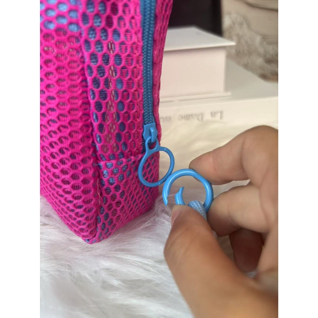 Pouch Jaring Tas Make Up Portable Mini Penyimpanan Alat Kecantikan Anti Jamur Fleksible Dengan Hand Strap