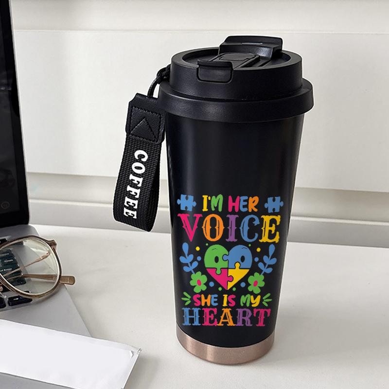 Tumbler CUP 500 ML Simple Anime Cool Pink Life Heart Termos Kopi Stainless Custom Steel Dengan Sedotan Kopi Yang Elegan