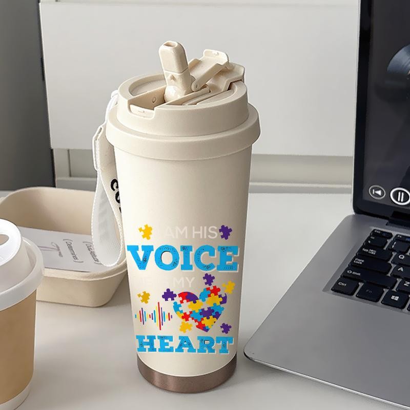 Tumbler CUP 500 ML Simple Anime Cool Pink Life Heart Termos Kopi Stainless Custom Steel Dengan Sedotan Kopi Yang Elegan
