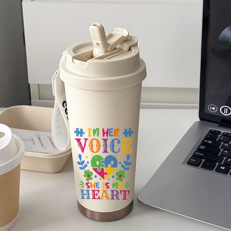 Tumbler CUP 500 ML Simple Anime Cool Pink Life Heart Termos Kopi Stainless Custom Steel Dengan Sedotan Kopi Yang Elegan